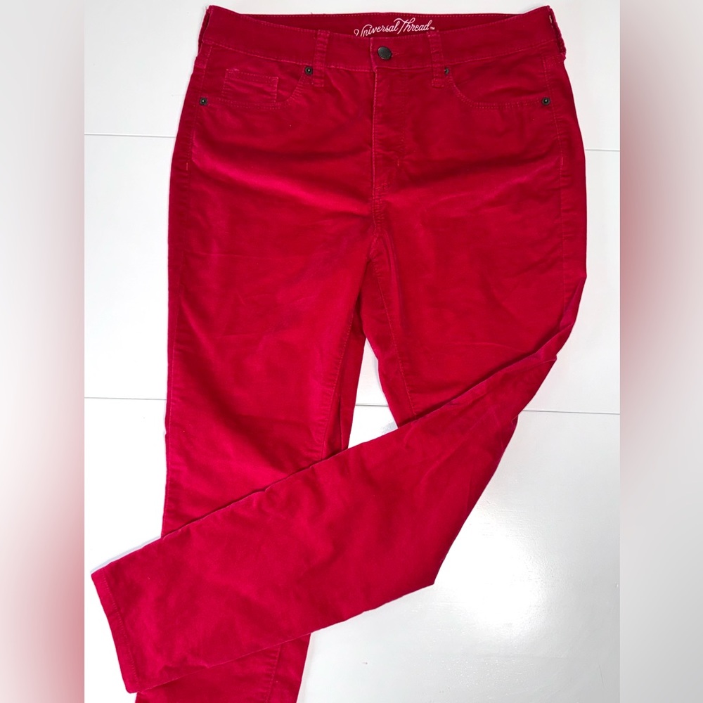Universal Thread Holiday Red Skinny Jeans Velvet Christmas Pants sz 10/30